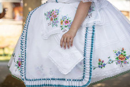 Detail of folk costume, Rakvice, Southern Moravia, Czech Republicの写真素材