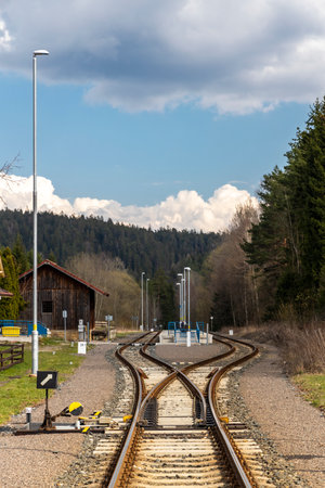 railway station in Adrspach, Czech Republicの写真素材