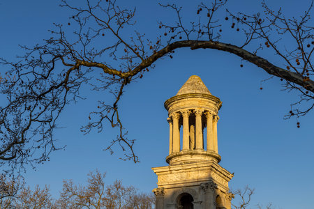 Mausoleum of Glanum, Glanum archaeological site near Saint-Remy-de-Provence, Provence, Franceの写真素材