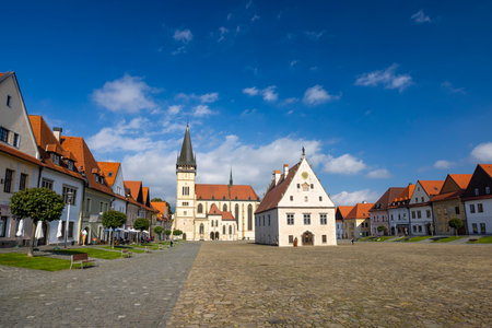 Medieval historical square Bardejov, UNESCO site, Slovakiaのeditorial素材