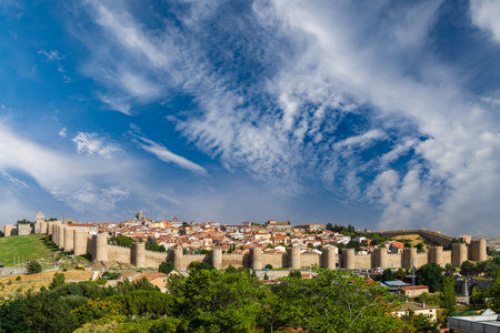 Medieval Walls in Avila, Castile and Leon, Spainの写真素材
