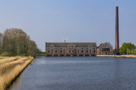 Ir. D. F. Woudagemaal is the largest steam pumping station ever built in world, UNESCO site, Lemmer, Friesland, Netherlandsのeditorial素材