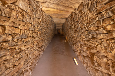 Interior of dolmen de El Romeral, UNESCO site, Antequera, Spainのeditorial素材