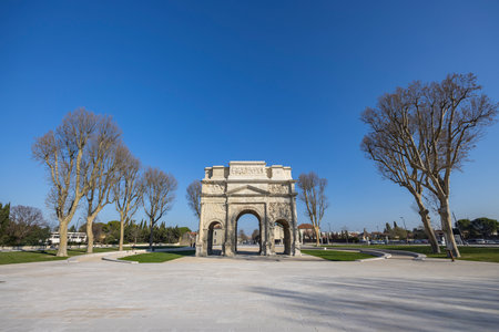 Roman triumphal arch, Orange, UNESCO world heritage, Provence, Franceのeditorial素材