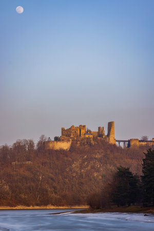 Cornstein ruins, NP Podyji, Southern Moravia, Czech Republicの写真素材