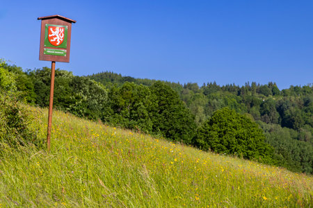 Typical Spring landscape in White Carpathians near Stary Hrozenkov, Southern Moravia, Czech Republicの写真素材