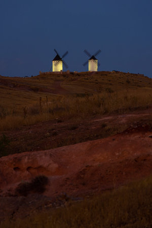 Windmills near Alcazar de San Juan, Toledo, Castilla La Mancha, Spain