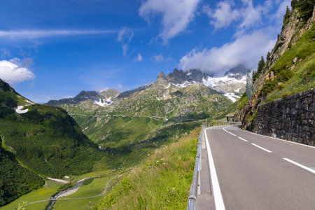 Landscape near Sustenpass with high alpine road, Innertkirchen - Gadmen, Switzerlandの写真素材