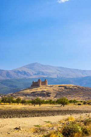 La Calahorra castle with Sierra Nevada, Andalusia, Spainの写真素材