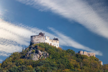 Aggstein castle ruins (Burgruine Aggstein), Wachau, UNESCO site, Lower Austria, Austriaの写真素材