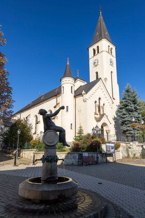 Central square in Tokaj town, Tokaj region, UNESCO site, North Hungaryの写真素材