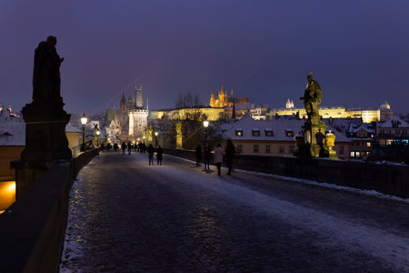 Charles bridge, Prague, Central Bohemia, Czech Republicの写真素材