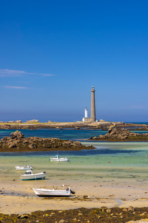 Virgin Island Lighthouse (Phare de Lile Vierge), Plouguerneau, Finistere, Brittany, Franceの写真素材