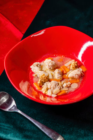 Traditional Christmas food in Czech Republic - fish soupの写真素材