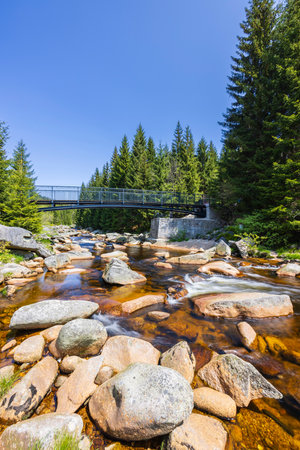 Spring landscape near Karlovsky most, Czech and Poland border, Jizerky mountains, Czech Republic