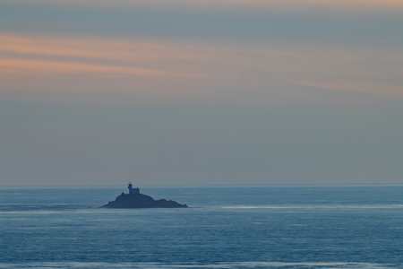 Coast with Phare de la Vieille near Pointe du Raz, Brittany, Franceの写真素材
