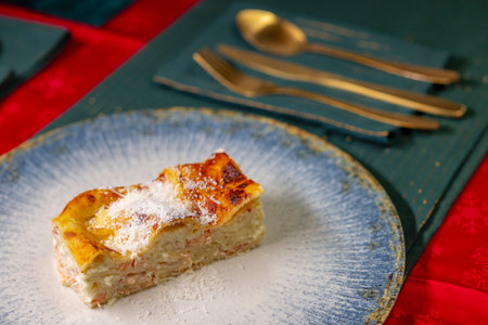 salmon lasagna for the Christmas holidaysの写真素材