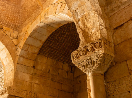 Interior of San Pedro de la Nave church (Iglesia de San Pedro de la Nave), Province of Zamora, Region of Castile and Leon, Spainの写真素材