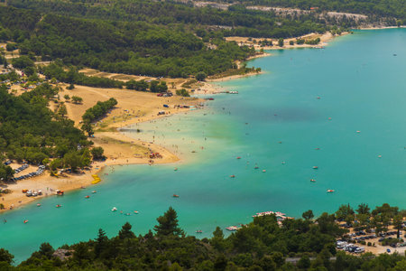 Lake of Sainte-Croix in Var department, Provence, Franceの写真素材