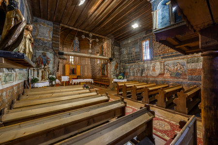 Roman catholic church of Saint-Francis of Assisi, UNESCO site, Hervartov near Bardejov, Slovakiaの写真素材
