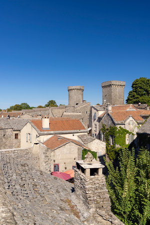 View of the medieval village of La Couvertoirade in Larzac, Aveyron, Franceの写真素材