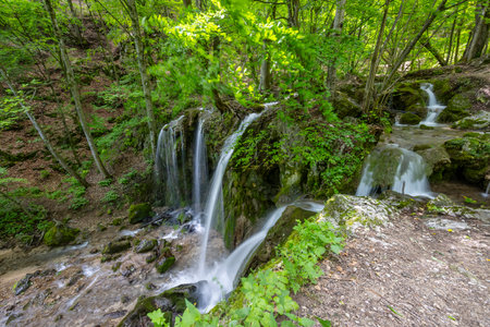 Hajsky waterfall, National Park Slovak Paradise, Slovakiaの写真素材