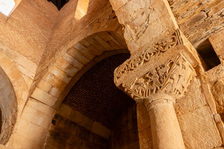 Interior of San Pedro de la Nave church (Iglesia de San Pedro de la Nave), Province of Zamora, Region of Castile and Leon, Spainの写真素材