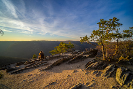 Viewpoint Sealsfielduv kamen near Popice, NP Podyji, Southern Moravia, Czech Republicの写真素材
