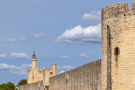 Aigues-Mortes walls and fortifications, Departement Gard, Occitanie, Franceの写真素材