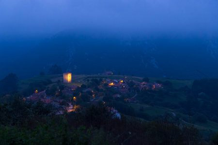 Torre de Rubin de Celis (Torre de Obeso), Puentenansa, Cantabria, Spainの写真素材