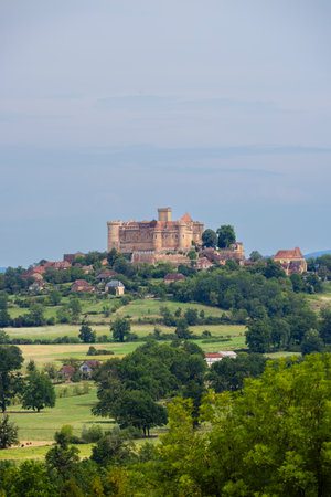 Scenic view of a historic castle in Loubressac, Franceの写真素材