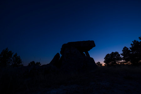 Dolmen Anta de Fonte Coberta near Alijo, Vila Cha, Portugalの写真素材