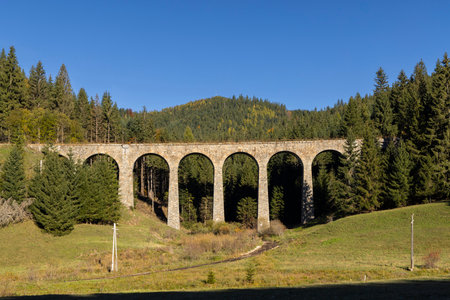 Railway bridge Chramossky viadukt near Telgart, Horehronie, Slovakiaの写真素材