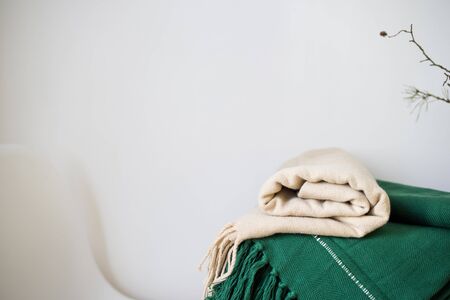 concept of coziness, comfort and warmth at home.の写真素材