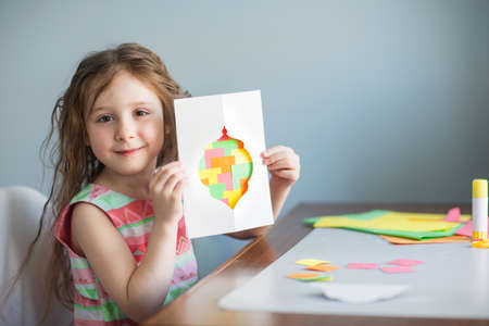 paper craft for kids. DIY lantern made for ramadan. create art for children.の写真素材