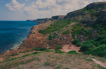 Black sea, Tarkhankut Peninsula. Crimea, Hikingの写真素材