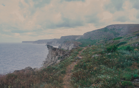 Black sea, Tarkhankut Peninsula. Crimea, Hikingの写真素材