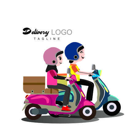 Fast delivery with motorcycle logo vectorのイラスト素材