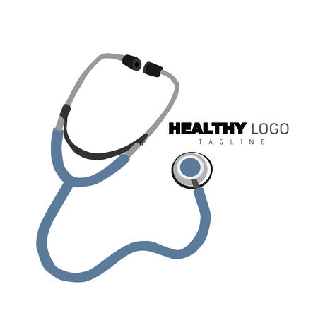 Realistic medical stethoscope Medical tools vector Logo on white backgroundのイラスト素材