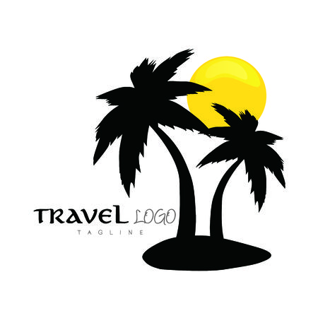Travel agency vector logo design. Beach, Sea, Horizonのイラスト素材