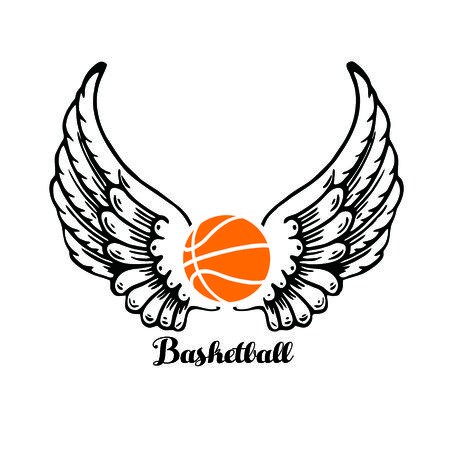 Basket Ball Logo Wings Vectorのイラスト素材