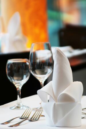 Place Setting On A Restaurant Tableの写真素材