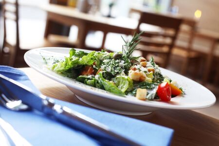 Salad Dish On A Restaurant Tableの写真素材