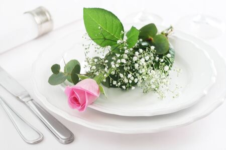 Elegant Place Setting With A Roseの写真素材