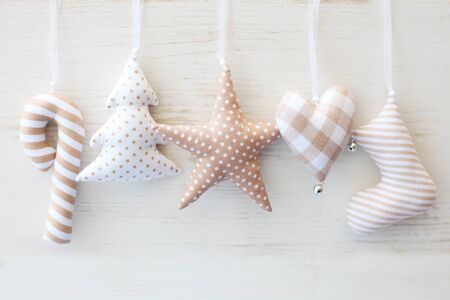 Various Decorative Elements In Front Of A White Wooden Backgroundの写真素材