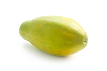 Whole Papaya Fruit Isolated On Whiteの写真素材