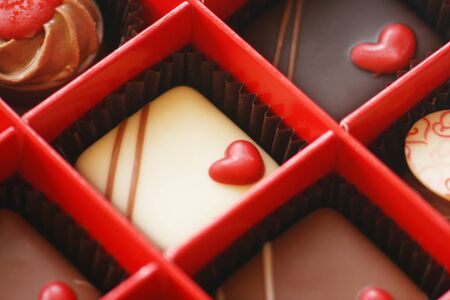 Close-Up Of A Box Of Chocolatesの写真素材