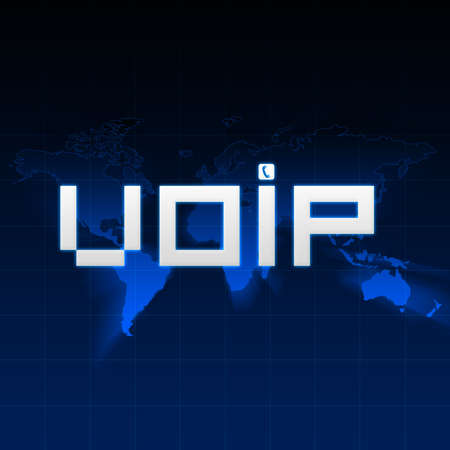 VoIP type on background with abstract map of the world. の写真素材