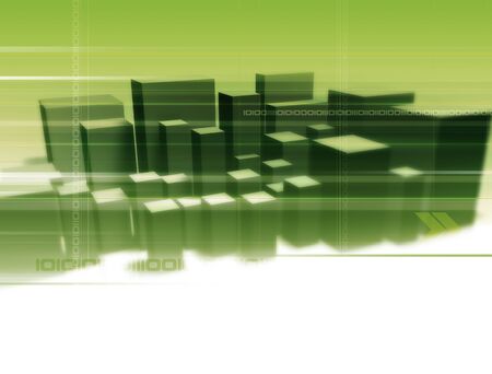 Illustration and 3D-Rendering of an abstract city.の写真素材