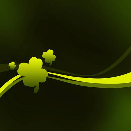 Abstract green background with curves and trefoils. (St. Patrick's Day)の写真素材
